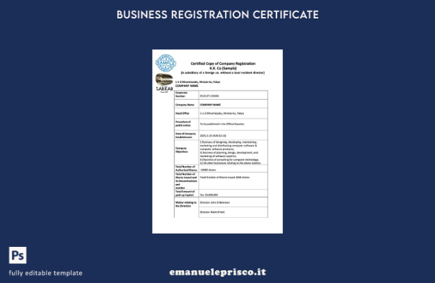 stile verificato Registrazione della società giapponese Modello Word e PDF, mode